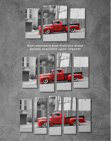 3 Panels Red Pickup Truck Canvas Wall Art - image 3