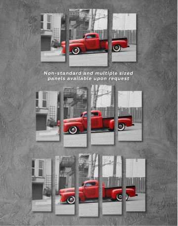 5 Pieces Red Pickup Truck Canvas Wall Art - image 3