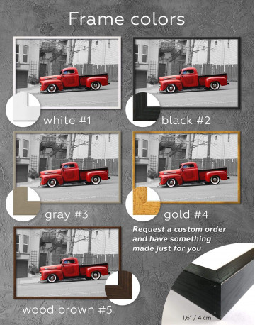 Framed Red Pickup Truck Canvas Wall Art - image 3