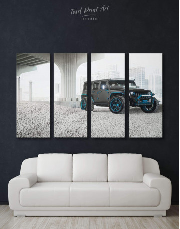 4 Panels Black Jeep Wrangler Canvas Wall Art