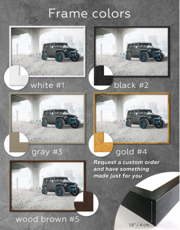 Framed Black Jeep Wrangler Canvas Wall Art - image 3