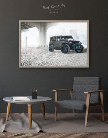 Framed Black Jeep Wrangler Canvas Wall Art - image 1