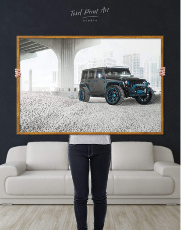 Framed Black Jeep Wrangler Canvas Wall Art - image 2