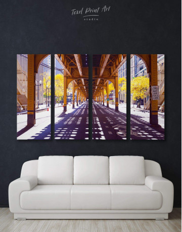 4 Panels Chicago View Canvas Wall Art
