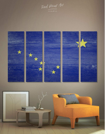 5 Panels Alaska Flag Canvas Wall Art