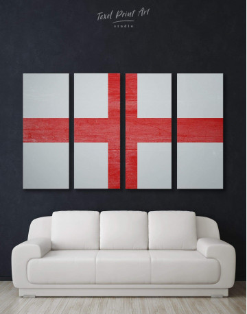 4 Panels England Flag Canvas Wall Art