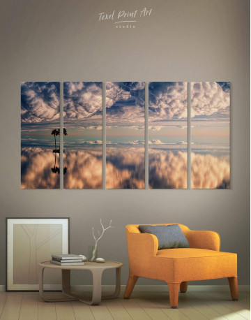 5 Panels Ocean and Clouds Canvas Wall Art