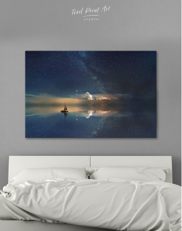 Night Sky Ocean and Stars Canvas Wall Art