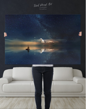Night Sky Ocean and Stars Canvas Wall Art - image 4
