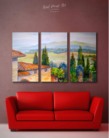 3 Pieces Tuscan Landscape Painting Canvas Wall Art