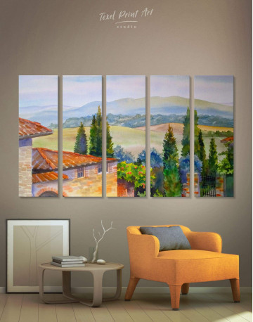 5 Pieces Tuscan Landscape Painting Canvas Wall Art