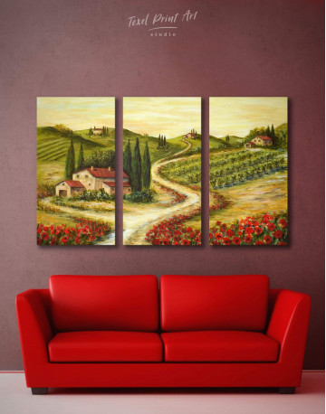 3 Pieces Tuscany Landscape Painting Canvas Wall Art