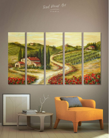 5 Pieces Tuscany Landscape Painting Canvas Wall Art