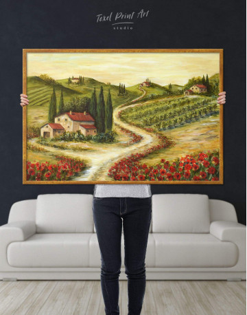 Framed Tuscany Landscape Painting Canvas Wall Art - image 2