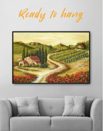 Framed Tuscany Landscape Painting Canvas Wall Art