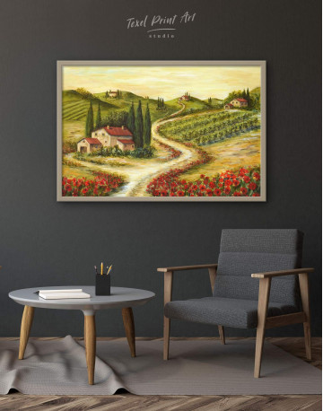 Framed Tuscany Landscape Painting Canvas Wall Art - image 1