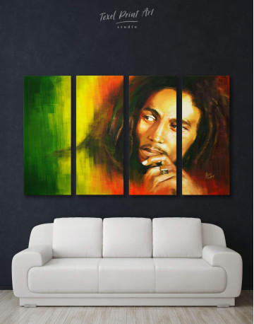 4 Panels Bob Marley Canvas Wall Art