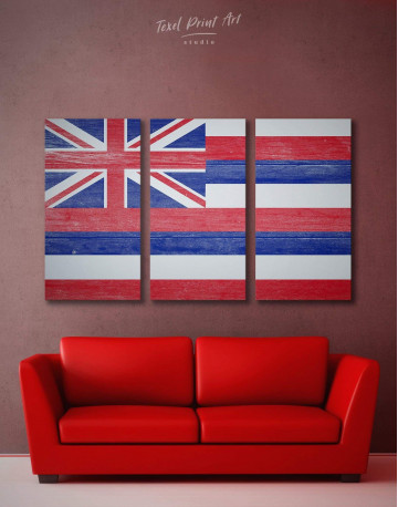 3 Panels Hawaii Flag Canvas Wall Art