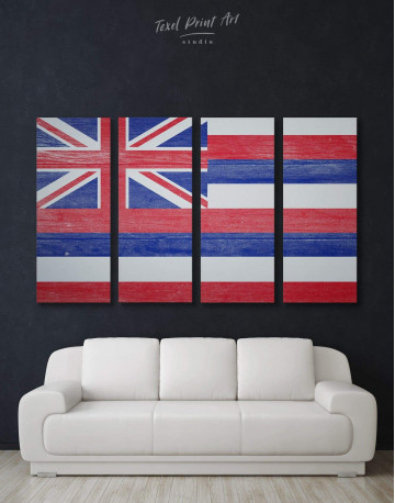 4 Panels Hawaii Flag Canvas Wall Art
