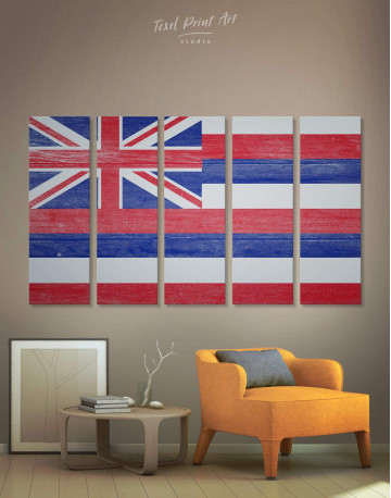 5 Panels Hawaii Flag Canvas Wall Art