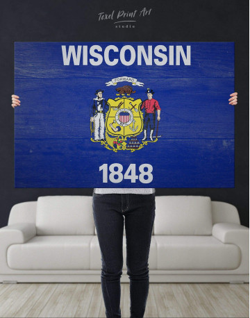 Flag Of Wisconsin Canvas Wall Art - image 2
