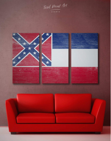 3 Panels Mississippi Flag Canvas Wall Art