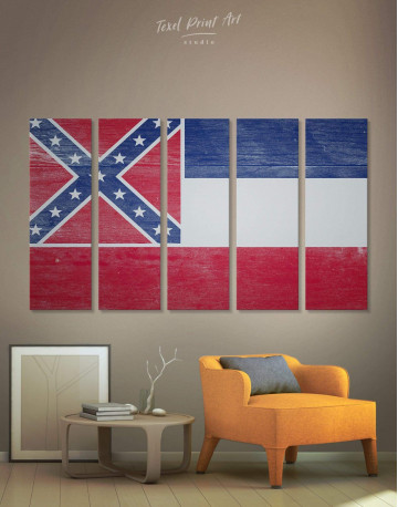 5 Panels Mississippi Flag Canvas Wall Art