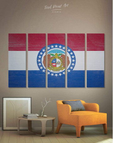 5 Panels Missouri Flag Canvas Wall Art