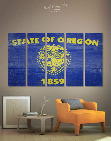 5 Panels Oregon State Flag Canvas Wall Art