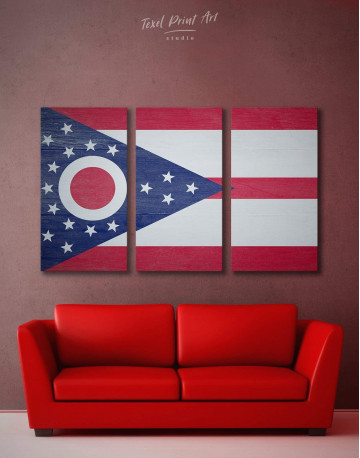 3 Panels Ohio State Flag Canvas Wall Art