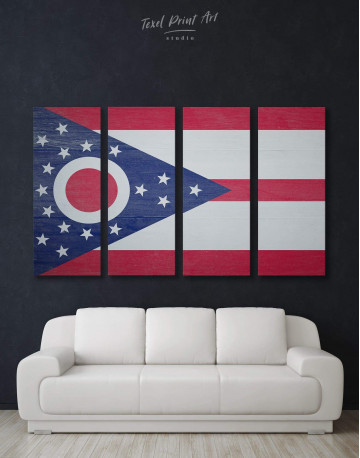4 Panels Ohio State Flag Canvas Wall Art