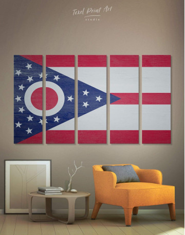 5 Panels Ohio State Flag Canvas Wall Art
