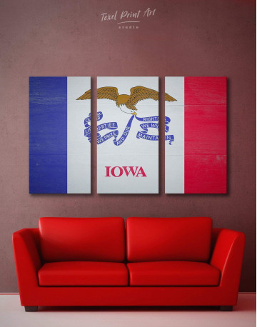 3 Panels Iowa State Flag Canvas Wall Art
