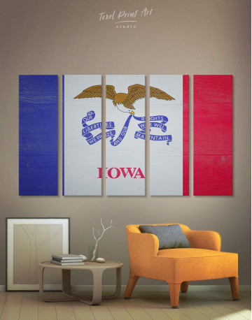 5 Panels Iowa State Flag Canvas Wall Art