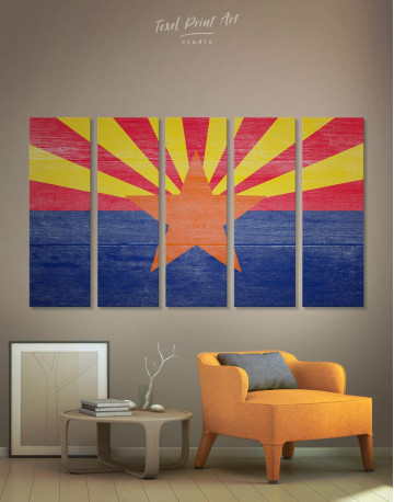 5 Panels State Flag of Arizona Canvas Wall Art