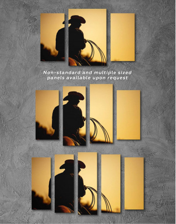 3 Panels Cowboy Silhouette Canvas Wall Art - image 3