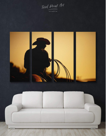 4 Pieces Cowboy Silhouette Canvas Wall Art