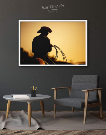 Framed Cowboy Silhouette Canvas Wall Art - image 1