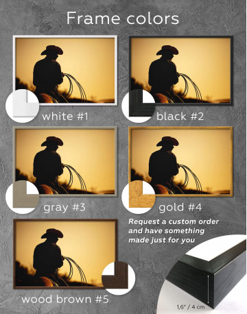 Framed Cowboy Silhouette Canvas Wall Art - image 3