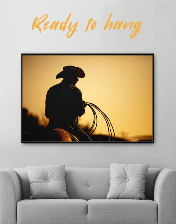 Framed Cowboy Silhouette Canvas Wall Art