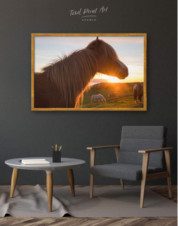 Framed Horse and Sunset Canvas Wall Art - image 2