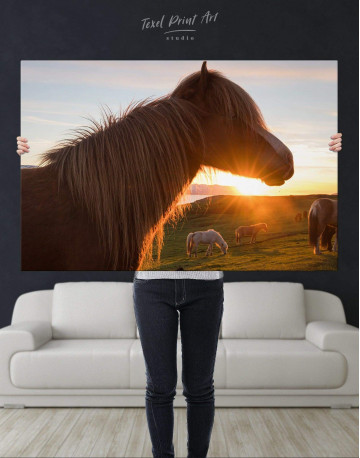 Horse and Sunset Canvas Wall Art - image 4