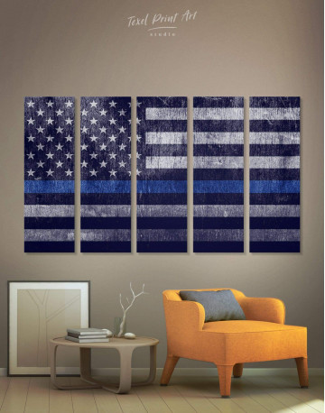 5 Pieces Modern Flag Of The USA Canvas Wall Art