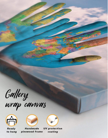 5 Pieces Multicolor Map On Hands Canvas Wall Art - image 1