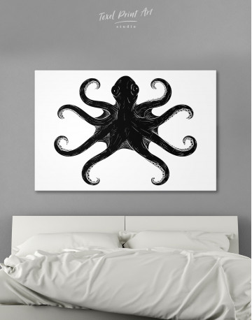 Black and White Octopus Painting Canvas Wall Art