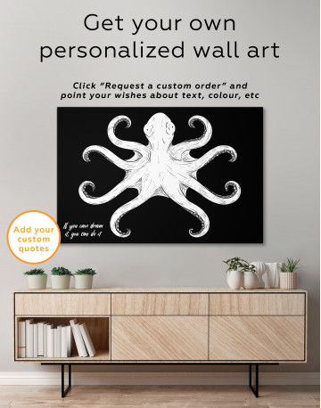 Black and White Octopus Painting Canvas Wall Art - image 3