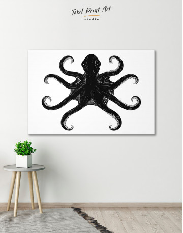 Black and White Octopus Painting Canvas Wall Art - image 2