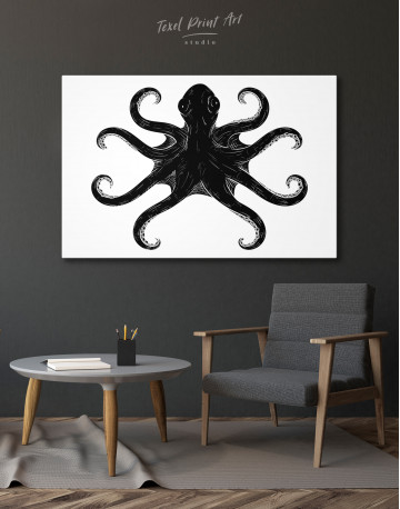 Black and White Octopus Painting Canvas Wall Art - image 6