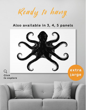 Black and White Octopus Painting Canvas Wall Art - image 7