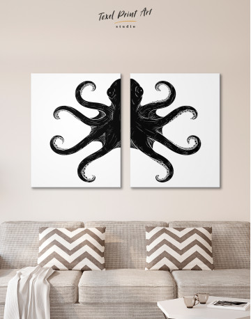 Black and White Octopus Painting Canvas Wall Art - image 9